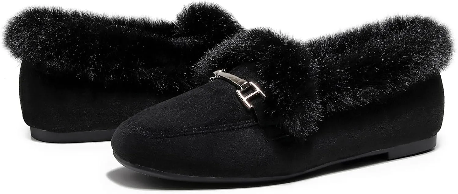 VenusCelia Women's Cozy Furry Flat Shoe