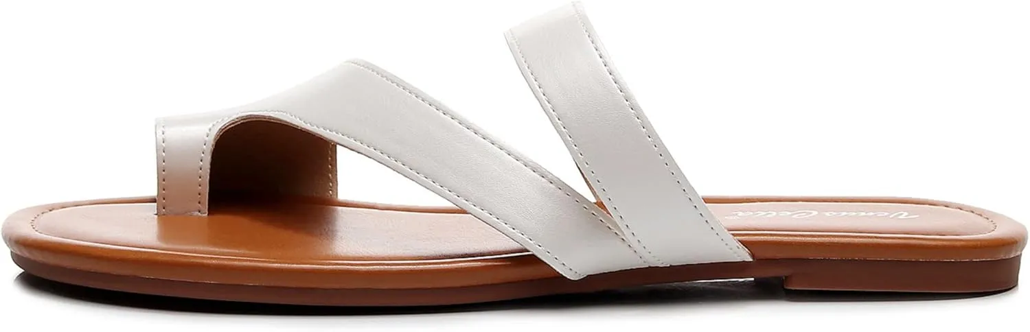 VenusCelia Women's Toe-Ring Wide Slide Sandal