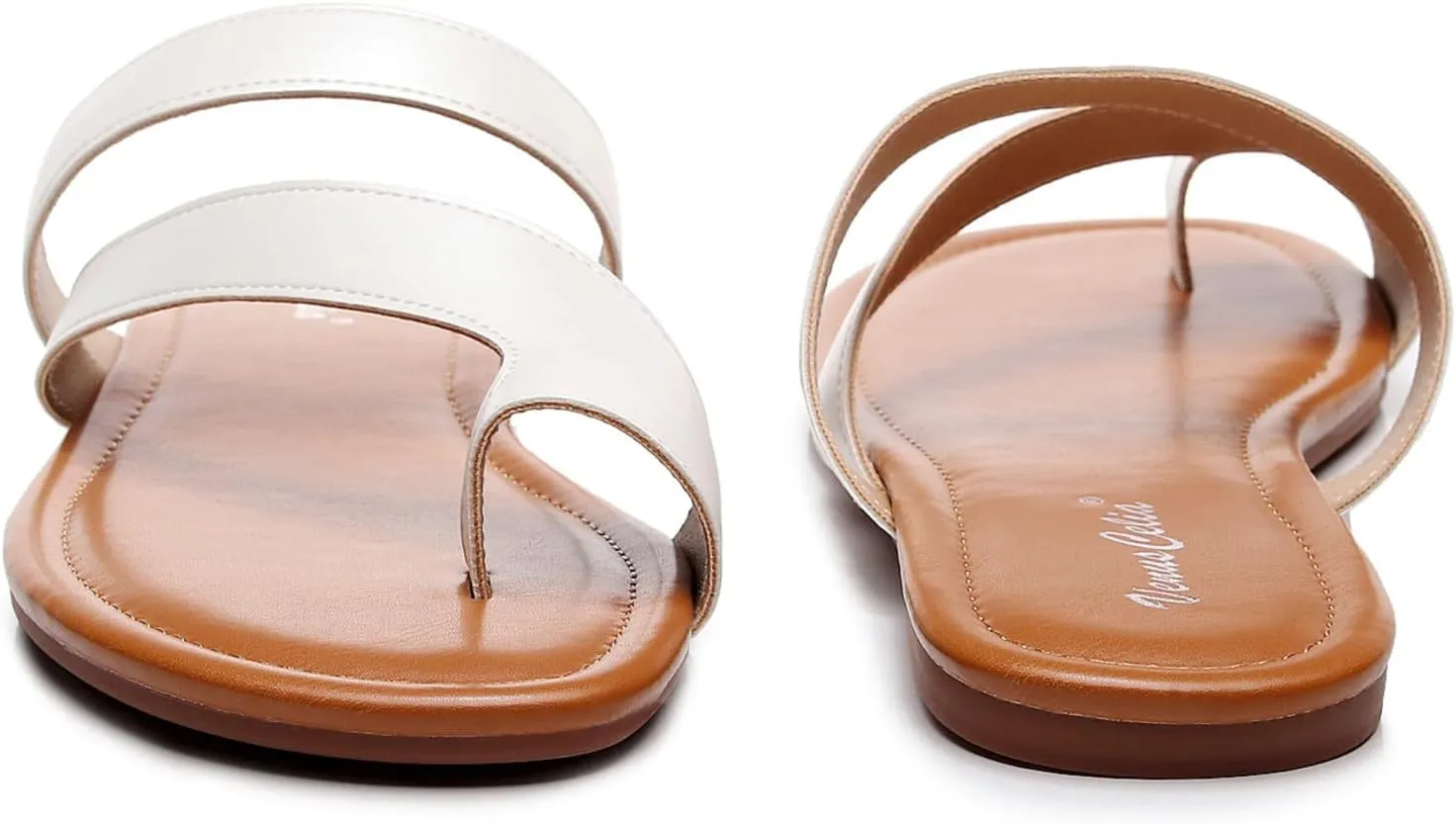VenusCelia Women's Toe-Ring Wide Slide Sandal