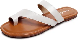 VenusCelia Women's Toe-Ring Wide Slide Sandal