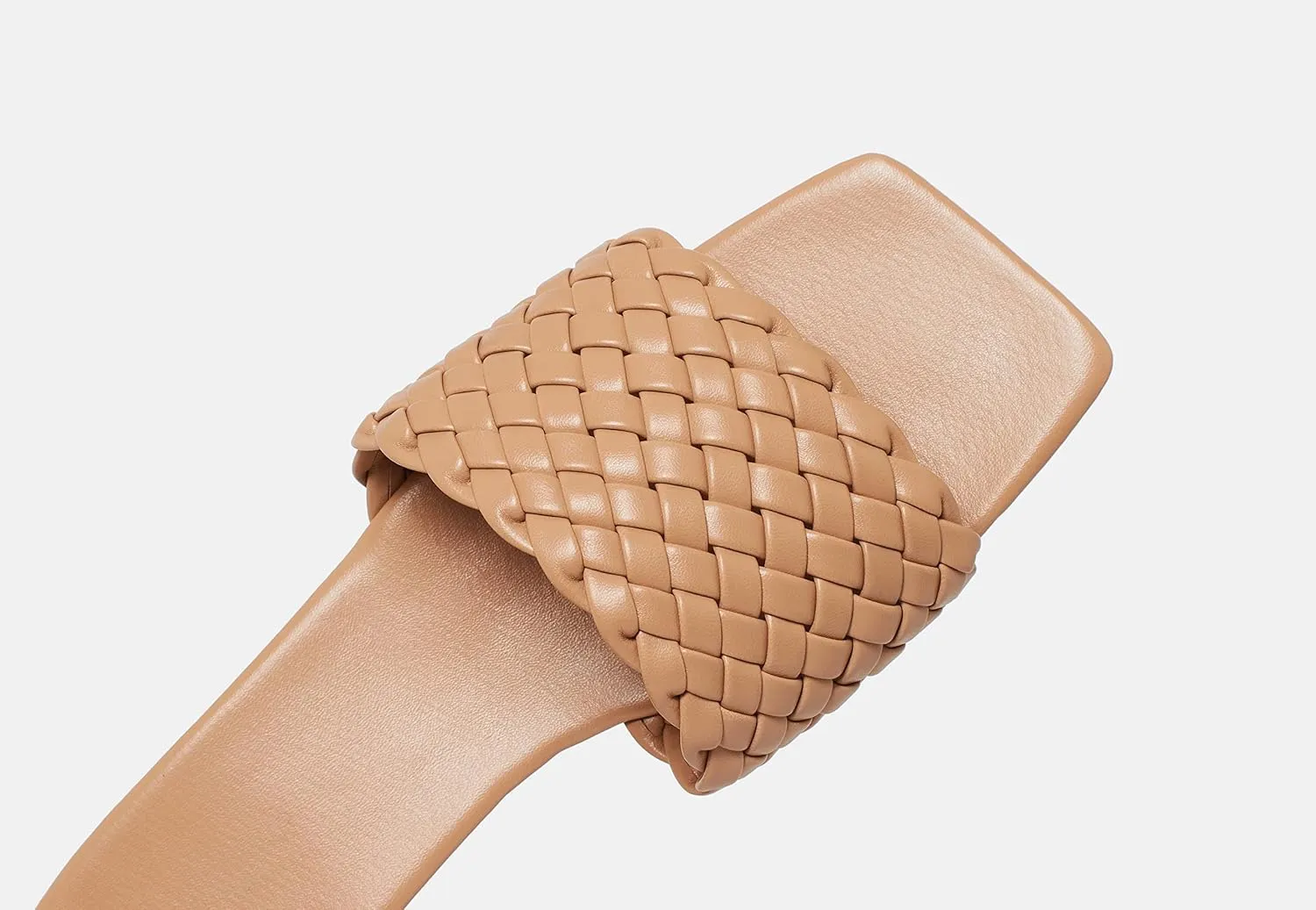 Vertundy Slides For Women Sandals Braided Strap Open Square Toe Flat Slippers Slip On Single Casual Shoes Summer
