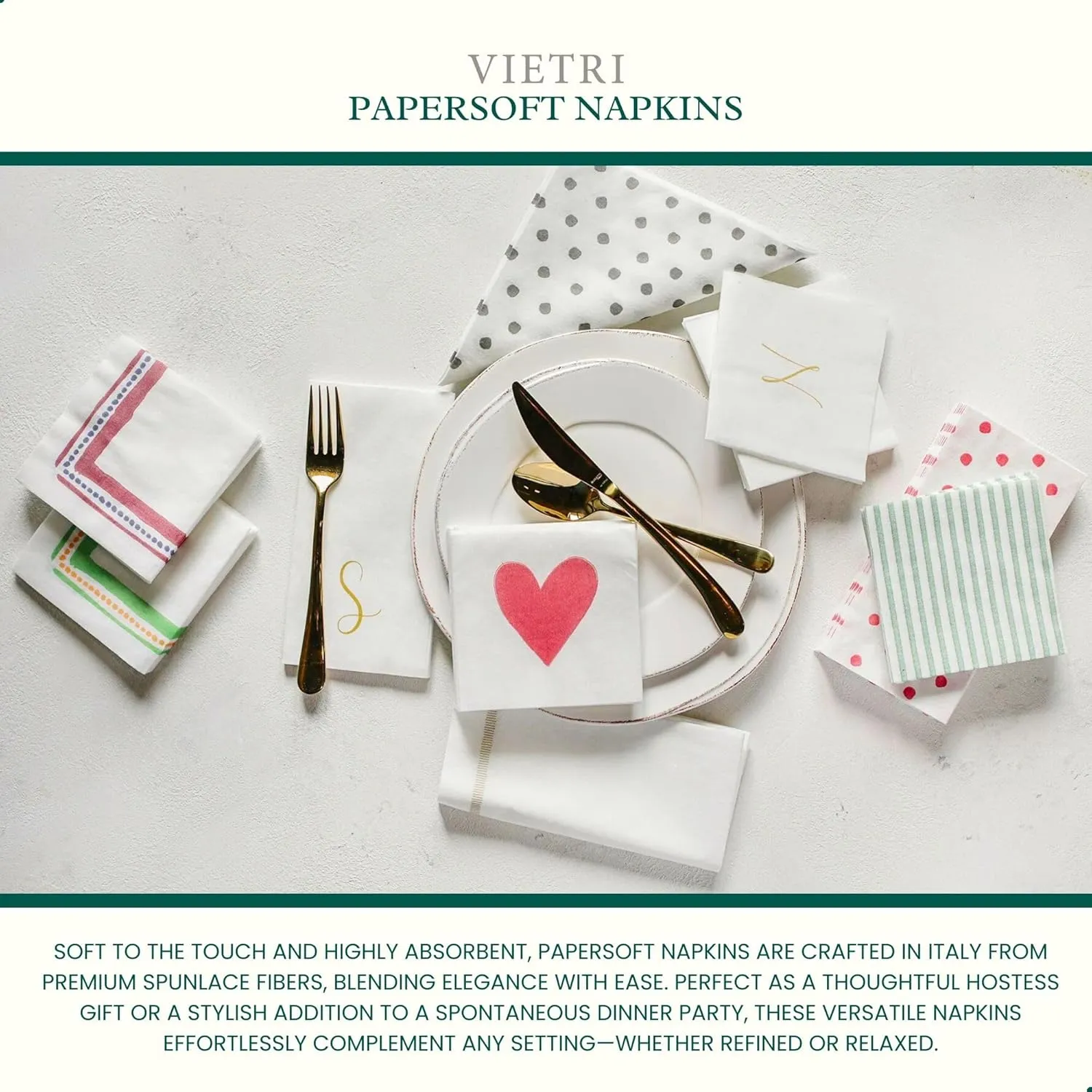 Vietri Papersoft Napkins Campagna Blue Cocktail Napkins Pack of 20, Set of 6 Spunlace Table Napkins