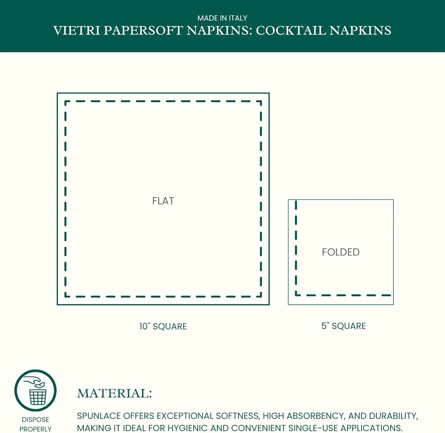 Vietri Papersoft Napkins Campagna Orange Cocktail Napkins Pack of 20, Set of 6, Spunlace