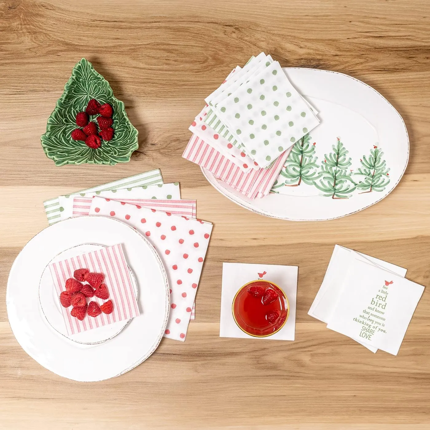 Vietri Papersoft Napkins Dot Green Cocktail Napkins Pack of 20, Set of 6 9.75"Sq Flat, Spunlace