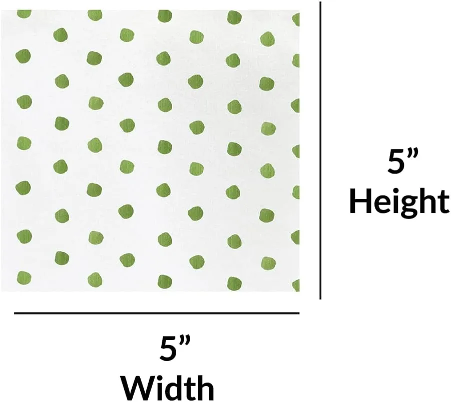 Vietri Papersoft Napkins Dot Green Cocktail Napkins Pack of 20, Set of 6 9.75"Sq Flat, Spunlace