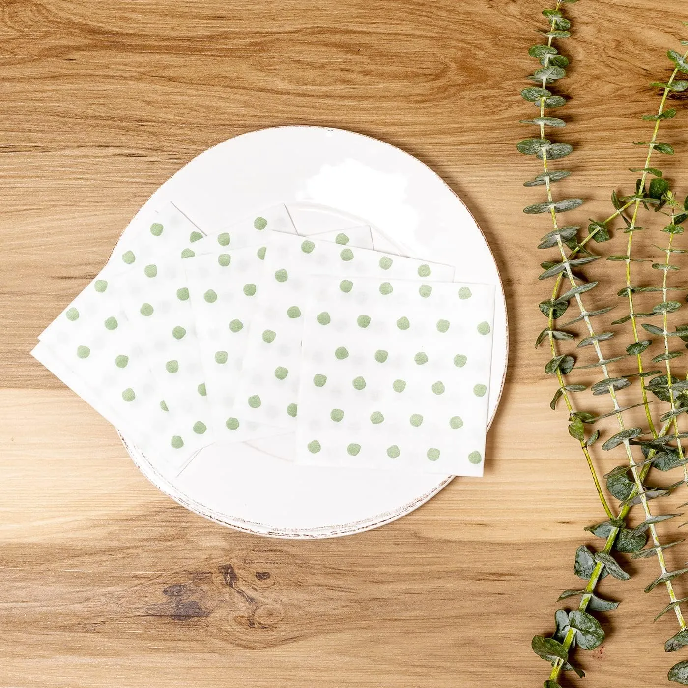 Vietri Papersoft Napkins Dot Green Cocktail Napkins Pack of 20, Set of 6 9.75"Sq Flat, Spunlace