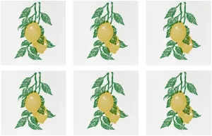Vietri Papersoft Napkins Limoni Cocktail Napkins Pack of 20, Set of 6 9.75"Sq Flat, Spunlace