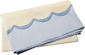 Vietri Tavola Blue Scalloped Tablecloth Elegant Polyester Rectangular Dining Table Cover Home Decor - 12 x 63 Inch Blue
