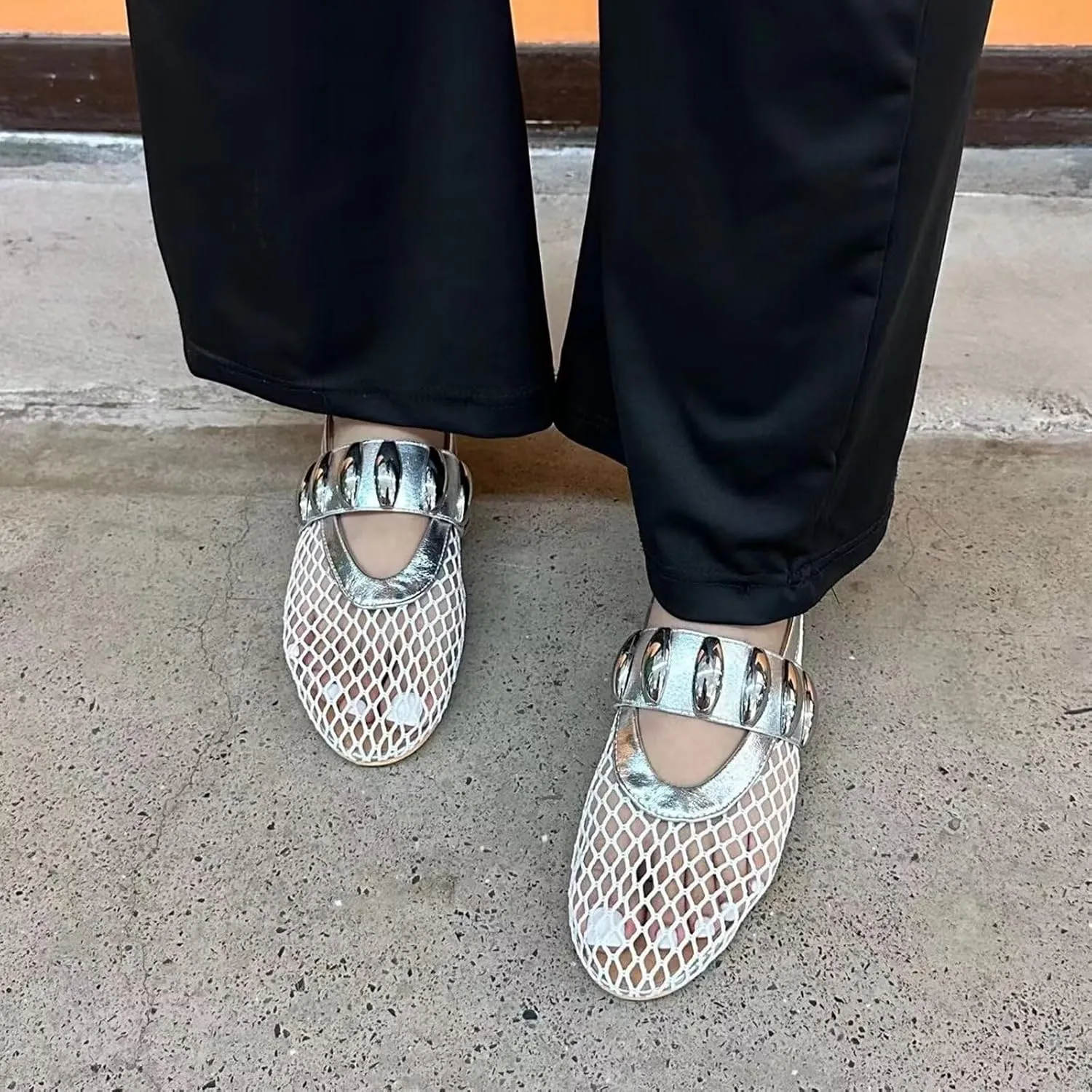 vimitty Ballet Flats Shoes for Women with Elegant Buckle Strap Mary Jane Flats Ballerina Shoes Flat Heel for Women