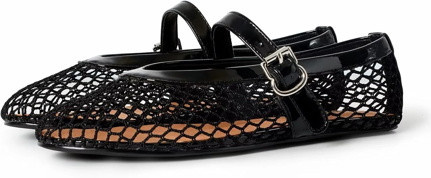 vimitty Ballet Flats Shoes for Women with Elegant Buckle Strap Mary Jane Flats Ballerina Shoes Flat Heel for Women
