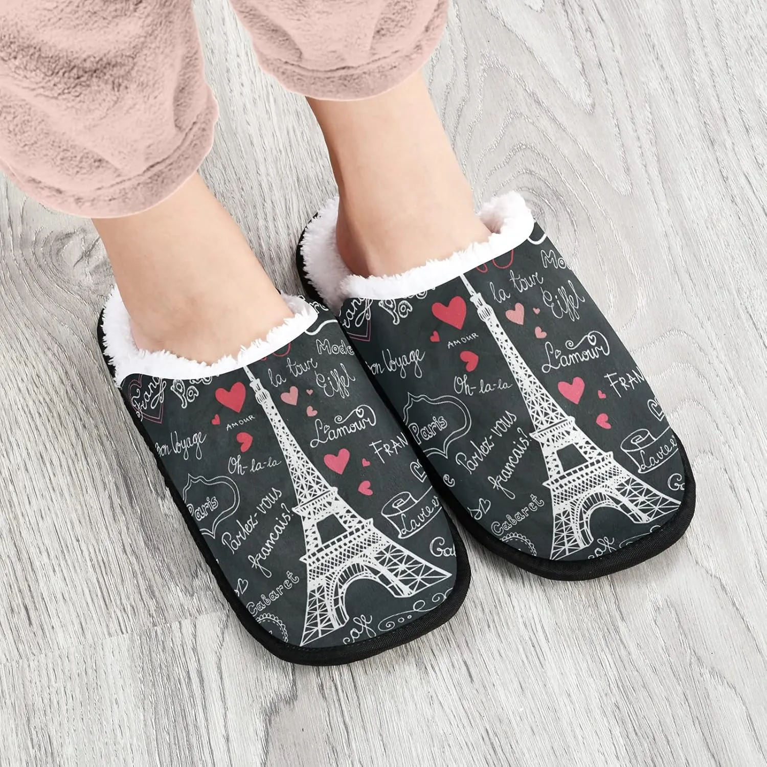 visesunny Women's Cozy Fuzzy Plush Fleece Slippers Soft Memory Foam Ladies House Shoes Warm Bedroom Flat Shoes Unisex Indoor Outdoor