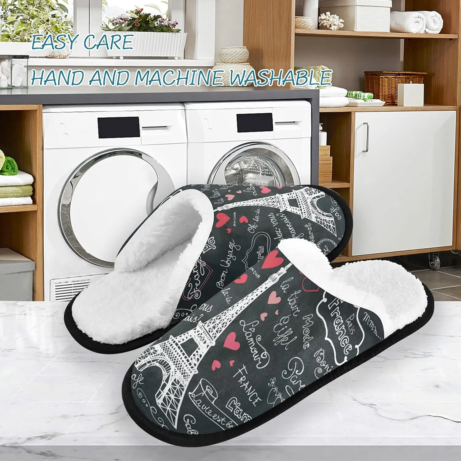 visesunny Women's Cozy Fuzzy Plush Fleece Slippers Soft Memory Foam Ladies House Shoes Warm Bedroom Flat Shoes Unisex Indoor Outdoor