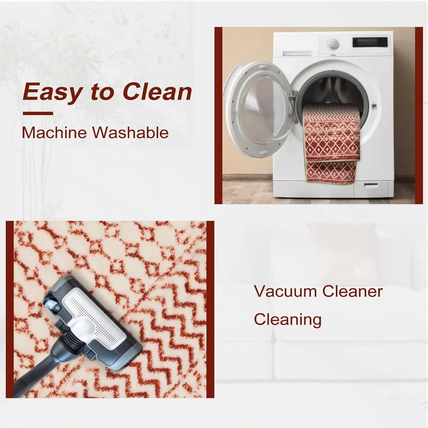 Washable Kitchen Rug Runners for Hallways, 2x8 Ultra Soft Non-Slip Rugs for Bedroom, Low Pile Terracotta Rug Floor Carpet Runner for Entryway Kitchen Bedroom Laundry Room