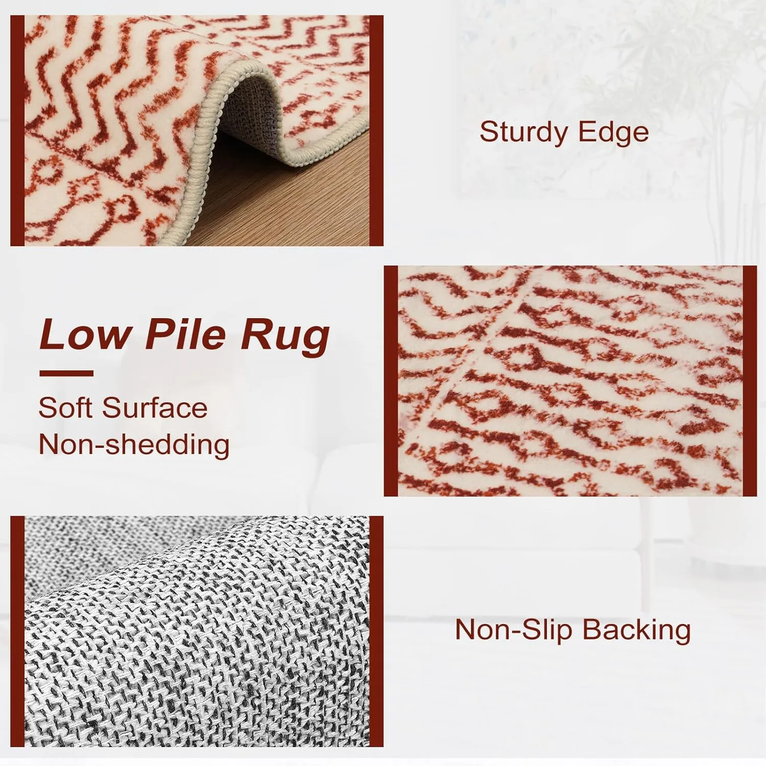 Washable Kitchen Rug Runners for Hallways, 2x8 Ultra Soft Non-Slip Rugs for Bedroom, Low Pile Terracotta Rug Floor Carpet Runner for Entryway Kitchen Bedroom Laundry Room