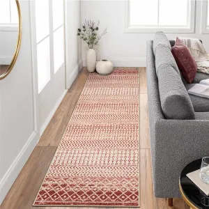 Washable Kitchen Rug Runners for Hallways, 2x8 Ultra Soft Non-Slip Rugs for Bedroom, Low Pile Terracotta Rug Floor Carpet Runner for Entryway Kitchen Bedroom Laundry Room