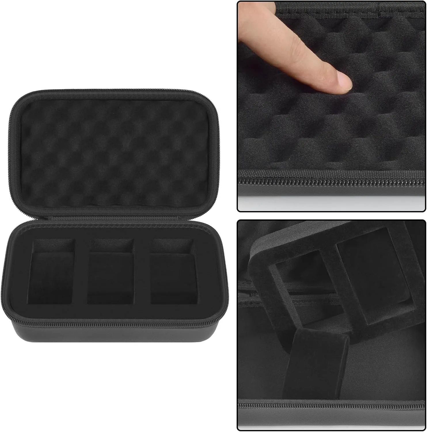 Watch Box Organizer/Men Watch Display Storage Case Fits All Wristwatches and Smart Watches up to 42mm 3 Slots -Black