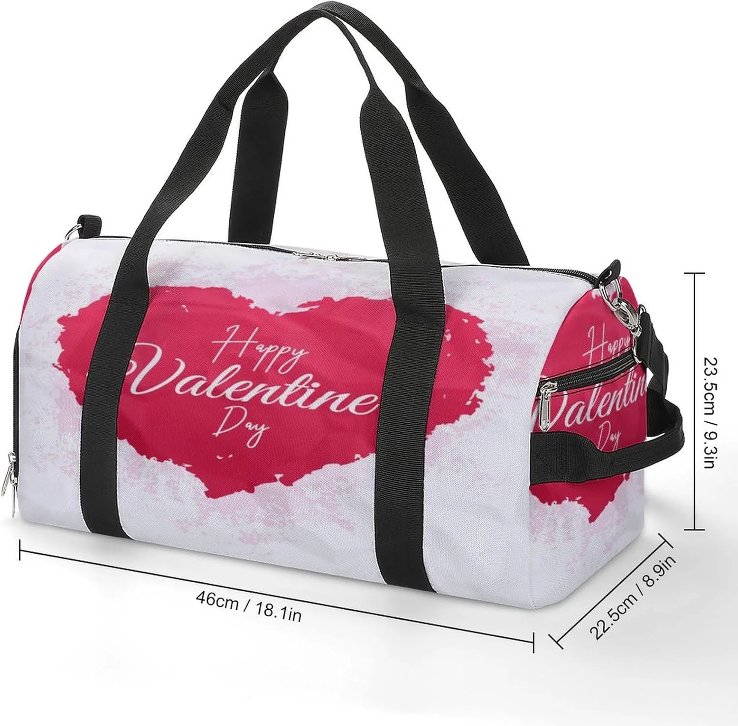 Waterproof Red Heart Travel Duffel Bag with Shoe Compartment Gym Weekender