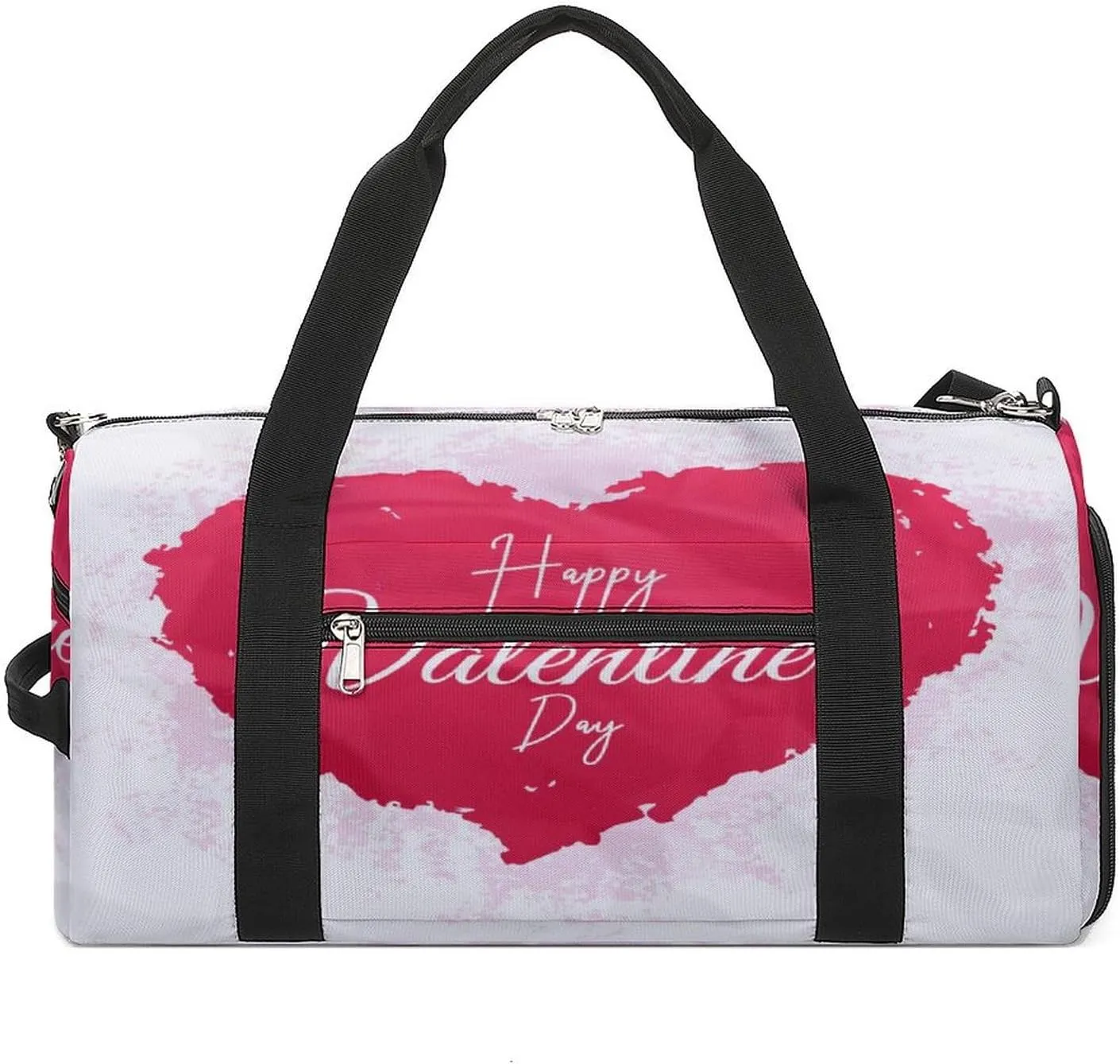 Waterproof Red Heart Travel Duffel Bag with Shoe Compartment Gym Weekender