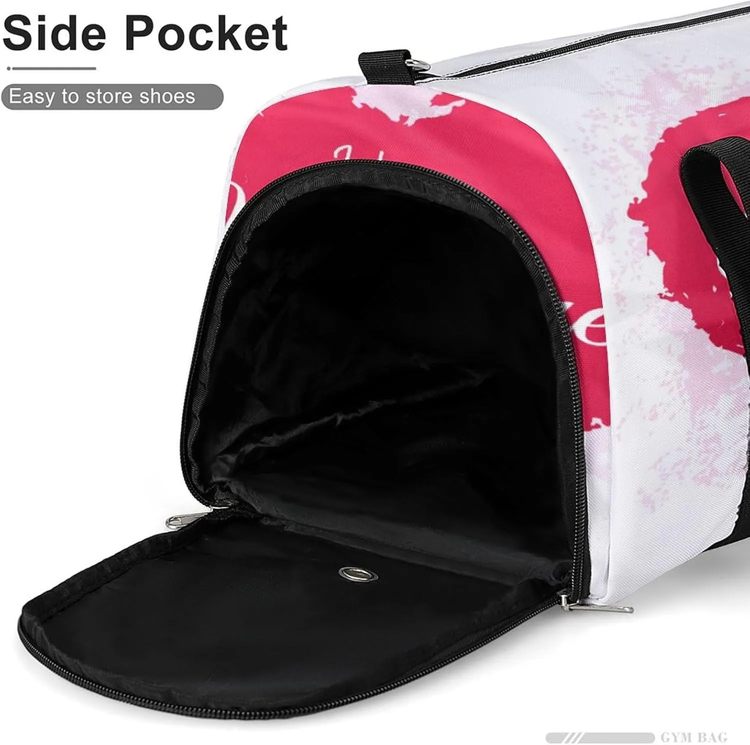 Waterproof Red Heart Travel Duffel Bag with Shoe Compartment Gym Weekender