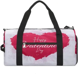 Waterproof Red Heart Travel Duffel Bag with Shoe Compartment Gym Weekender
