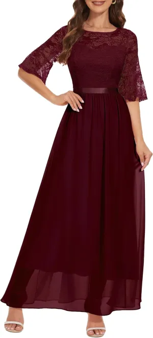 Wedtrend Women's Formal Dresses 2025 Wedding Guest Dress Bell Sleeve Bridesmaid Dresses Maxi Evening Dress