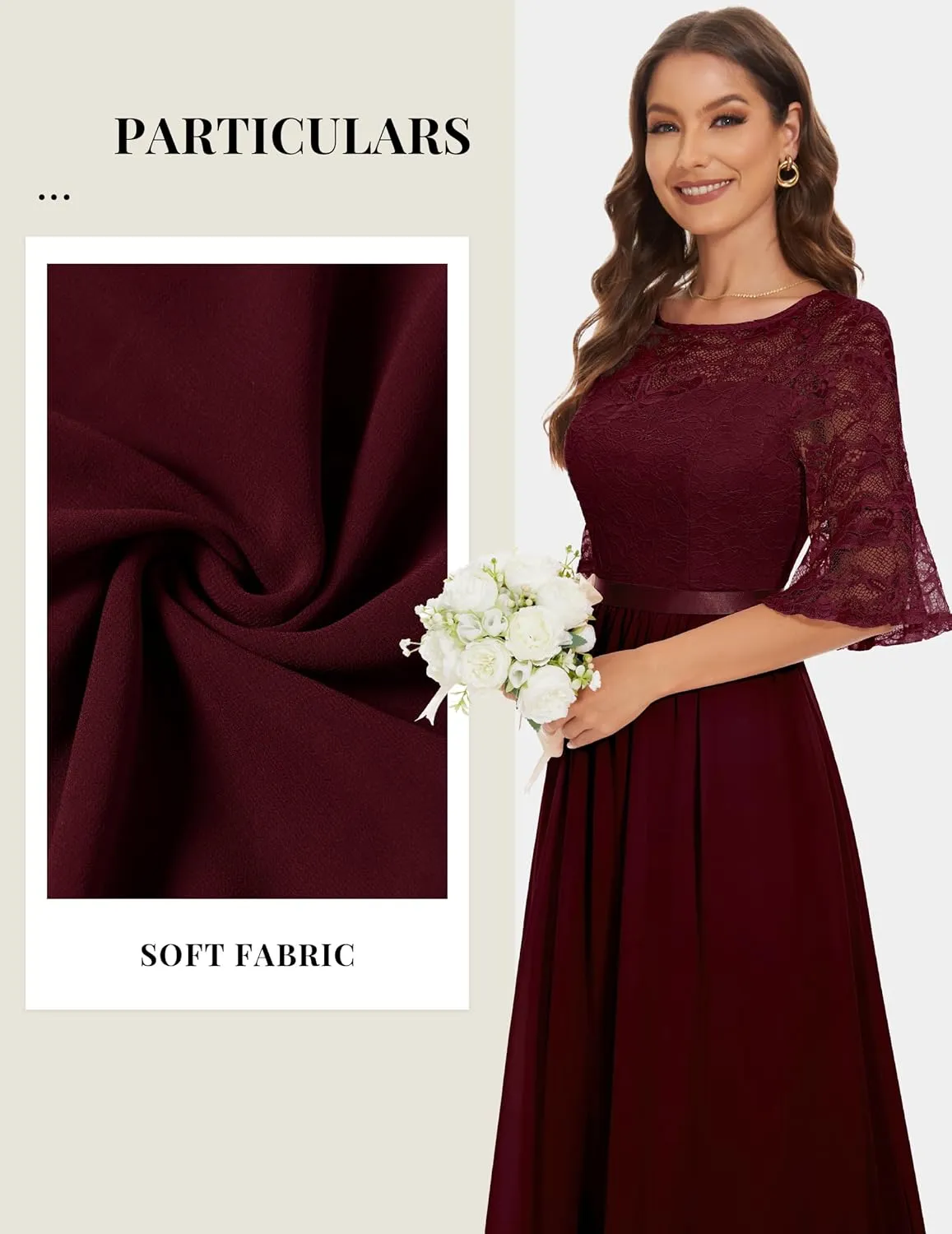 Wedtrend Women's Formal Dresses 2025 Wedding Guest Dress Bell Sleeve Bridesmaid Dresses Maxi Evening Dress