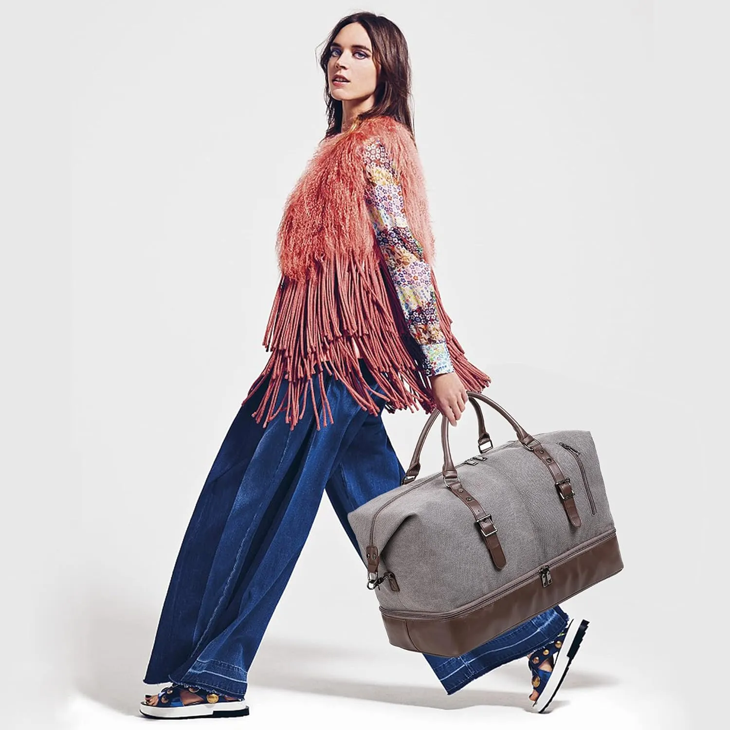 Weekender Overnight Bag Carry On Bag Travel Bag with Shoe Pouch