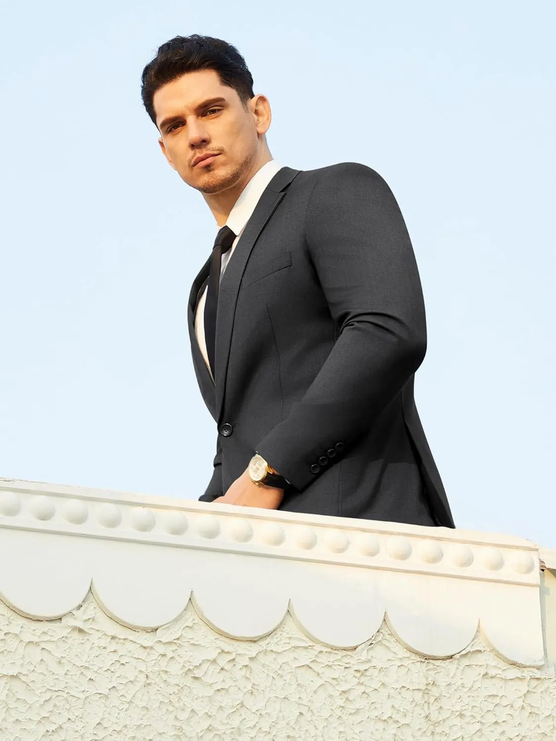 WEEN CHARM Men's Suits Slim Fit 2 Piece One Button Blazer Jacket Wedding Prom Tuxedo Pants Set