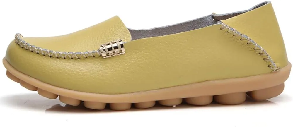 WERWAES Womens Casual Loafers Comfortable Leather Slip on Shoes Fashion Round Toe Moccasins Flats Soft Lightweight Walking Outdoor Loafers