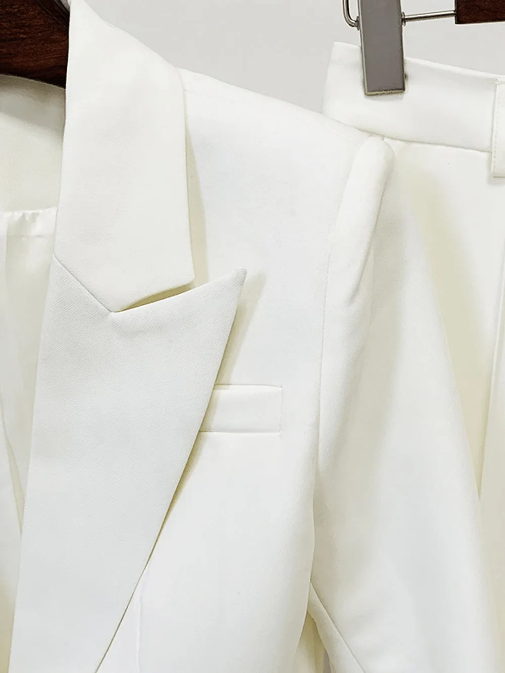 White 2 Piece Peak Lapel Single Breasted Slim Fit Women's Suit
