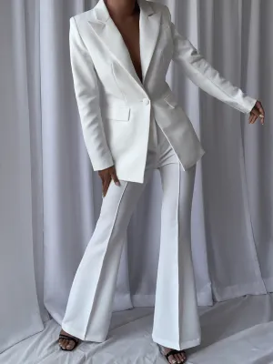 White 2 Piece Peak Lapel Single Breasted Slim Fit Women's Suit