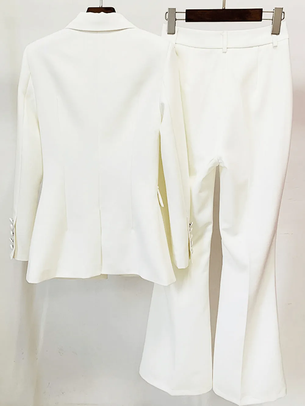 White 2 Piece Peak Lapel Single Breasted Slim Fit Women's Suit