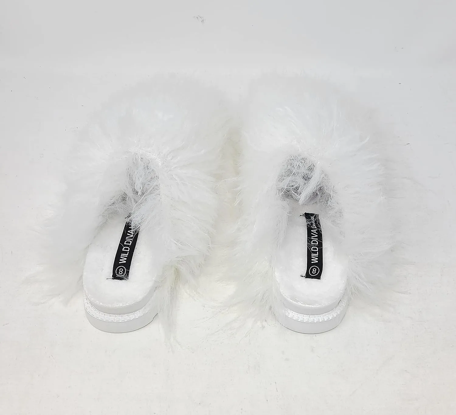 Wild Diva Women's Fluffy Faux Fur Slip On Flat Sandal Furry Fuzzy Slippers Gata-01