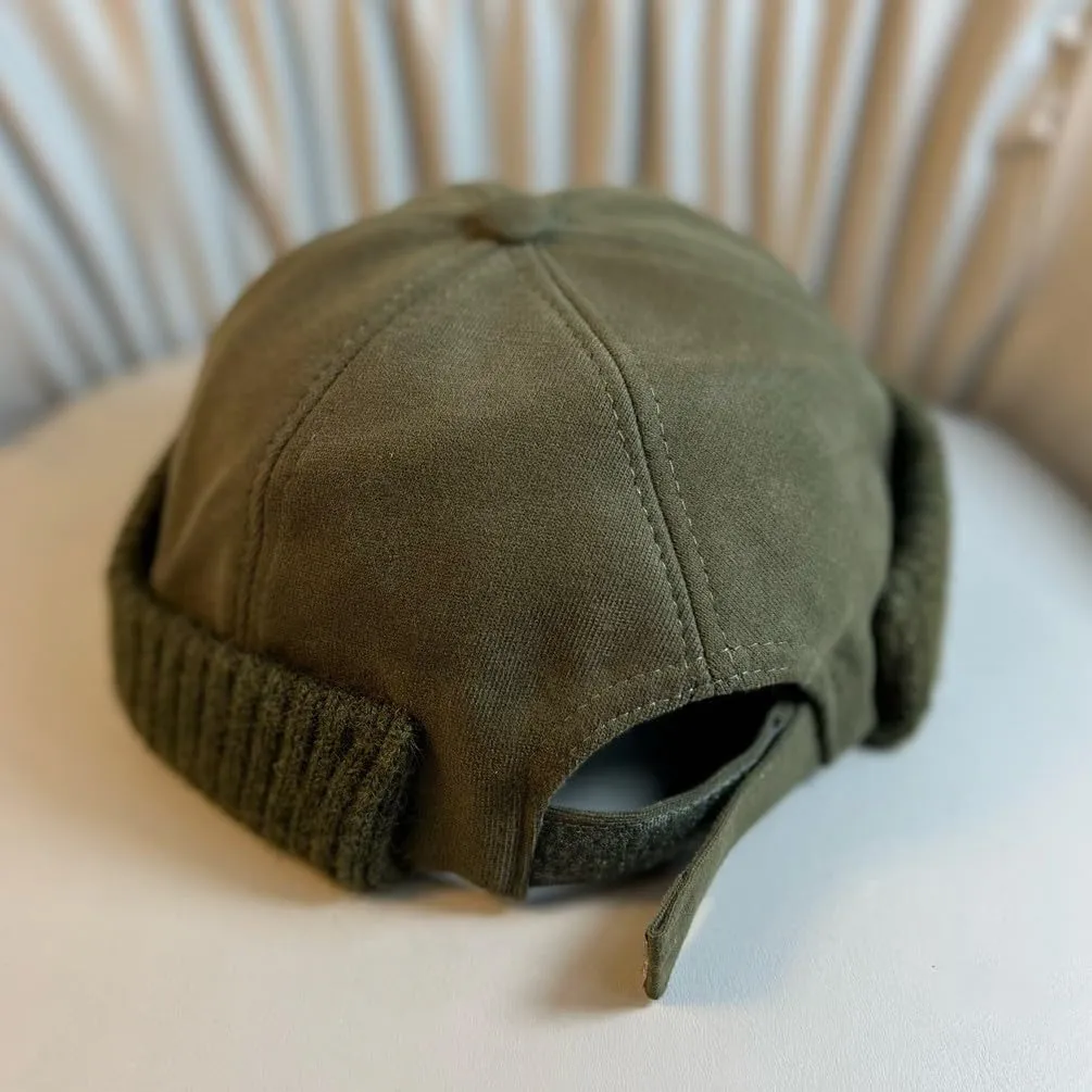 Winter Fisherman Beanie Hats Warm Knit Brimless Hat Retro Docker Cap Adjustable