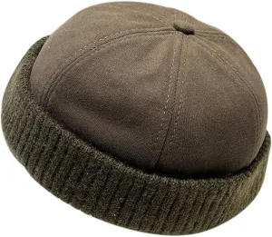 Winter Fisherman Beanie Hats Warm Knit Brimless Hat Retro Docker Cap Adjustable