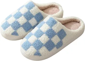 Winter Indoor Plush Slippers Warm Soft Cotton Slippers Gingham Cotton Slippers for Men's & Women's