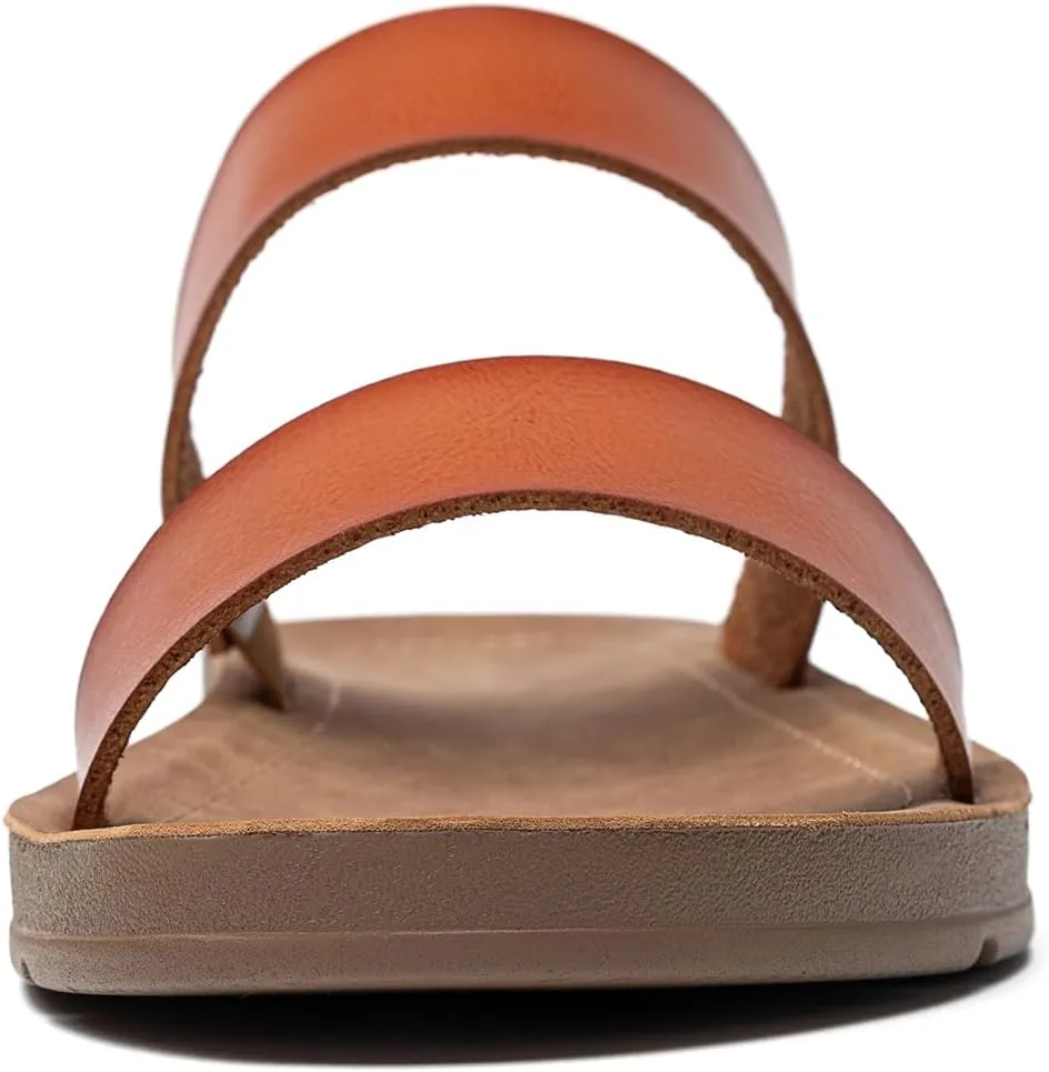 Women Casual Open Toe Two Bands with Elastic Fashion Slide Flat Sandal