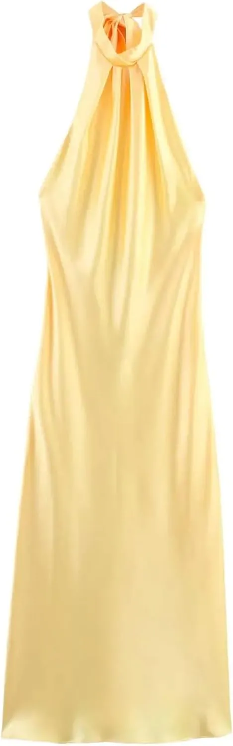 Women Elegant Sexy Sleeveless Backless Long Dress Summer Off Shoulder Backless Slim Party Dresses