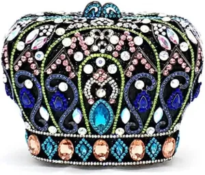 Women Luxury Crown Shaped Crystal Evening Clutch Elegant Rhinestones Party Handbag and Purse