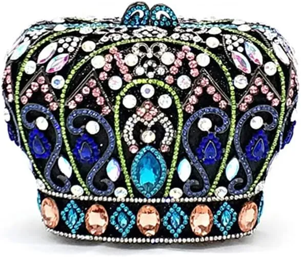Women Luxury Crown Shaped Crystal Evening Clutch Elegant Rhinestones Party Handbag and Purse