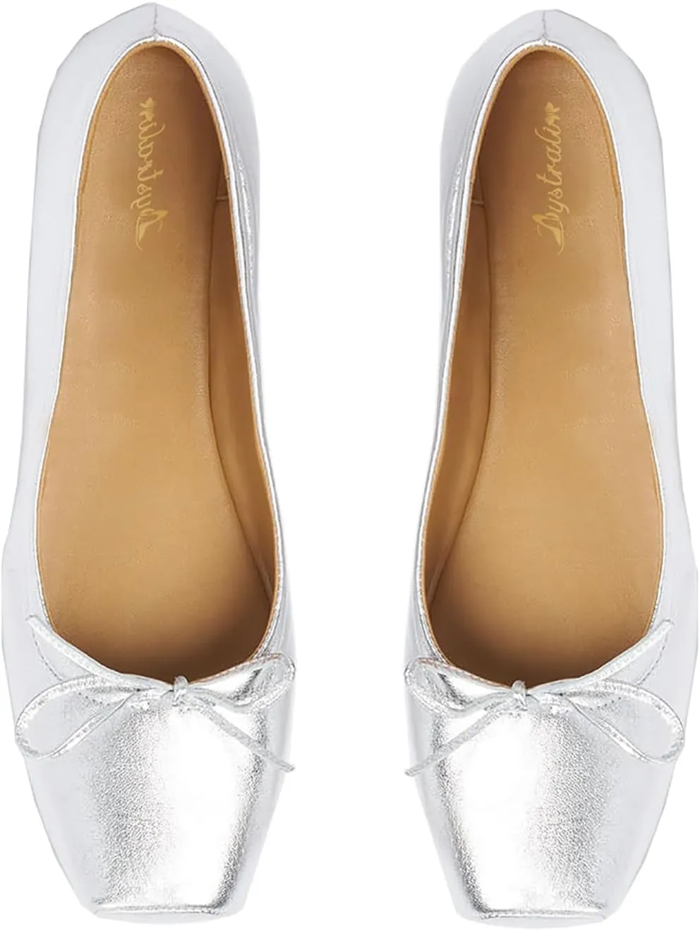 Women Square Toe Ballet Flats Bow Slip On Ballet Dress Shoes Satin Comfy Closed Square Toe Flat Shoes Wedding Bridal Walking Office Ladies Flats Drive Casual Ballet Shoes 4-11 M US