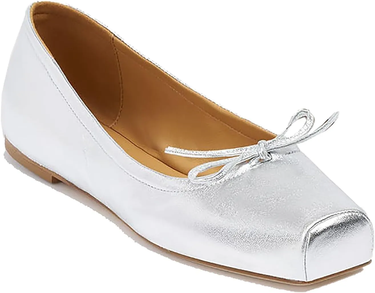 Women Square Toe Ballet Flats Bow Slip On Ballet Dress Shoes Satin Comfy Closed Square Toe Flat Shoes Wedding Bridal Walking Office Ladies Flats Drive Casual Ballet Shoes 4-11 M US