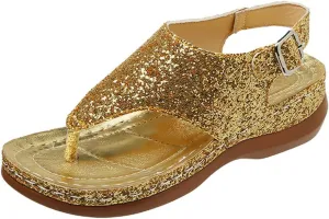 Women Wedge Thong Sandals Arch Support Walking Clip Toe Sandal Summer Low Wedges Flip Flops for Beach Travel