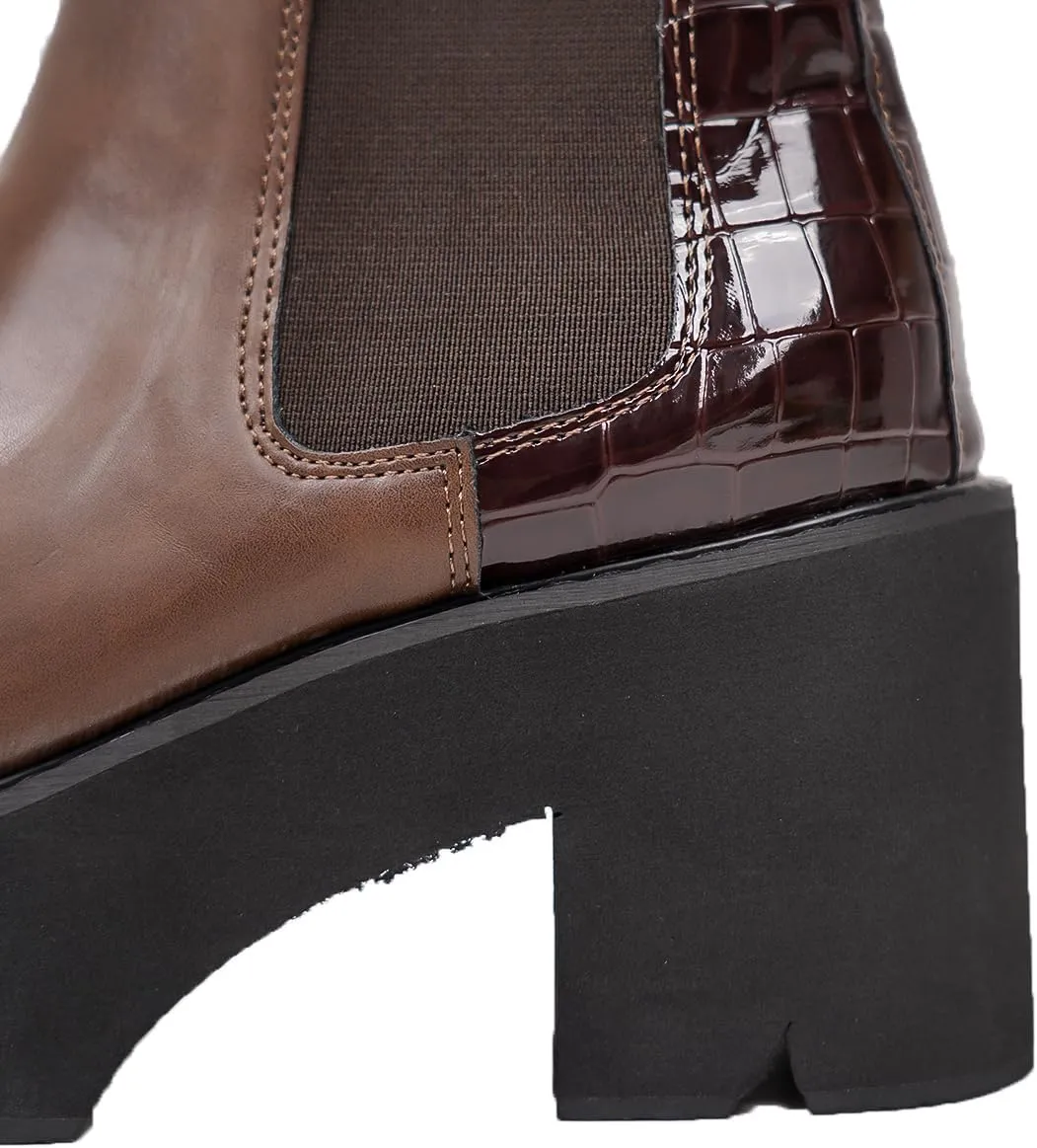 Women's Chelsea Ankle Boots Chunky Low Heel Platform Fashion Sole Booties