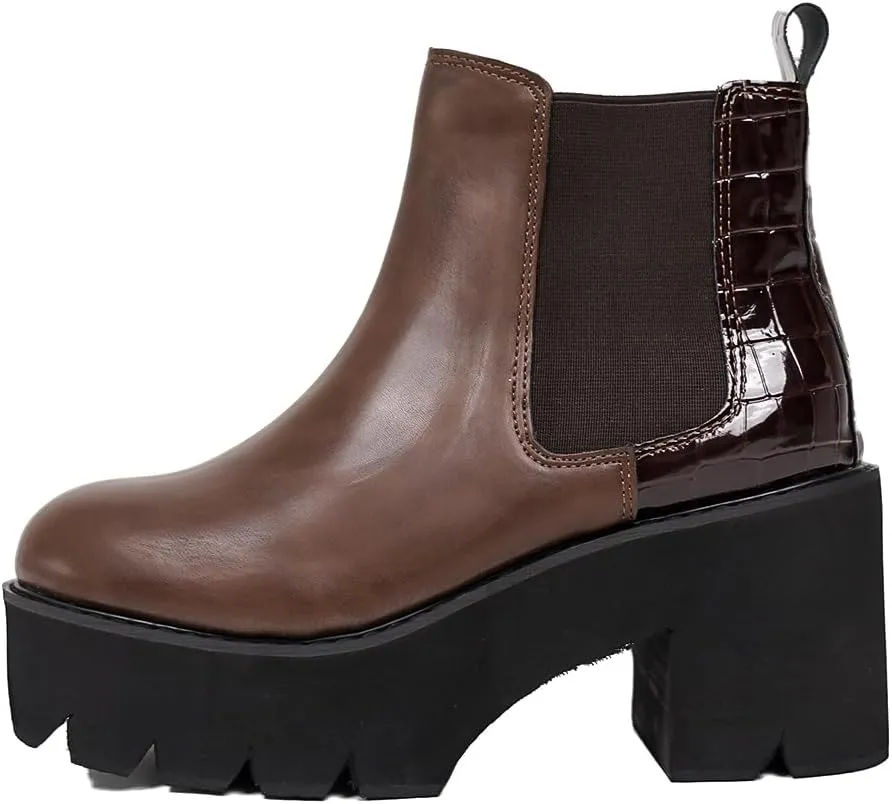 Women's Chelsea Ankle Boots Chunky Low Heel Platform Fashion Sole Booties