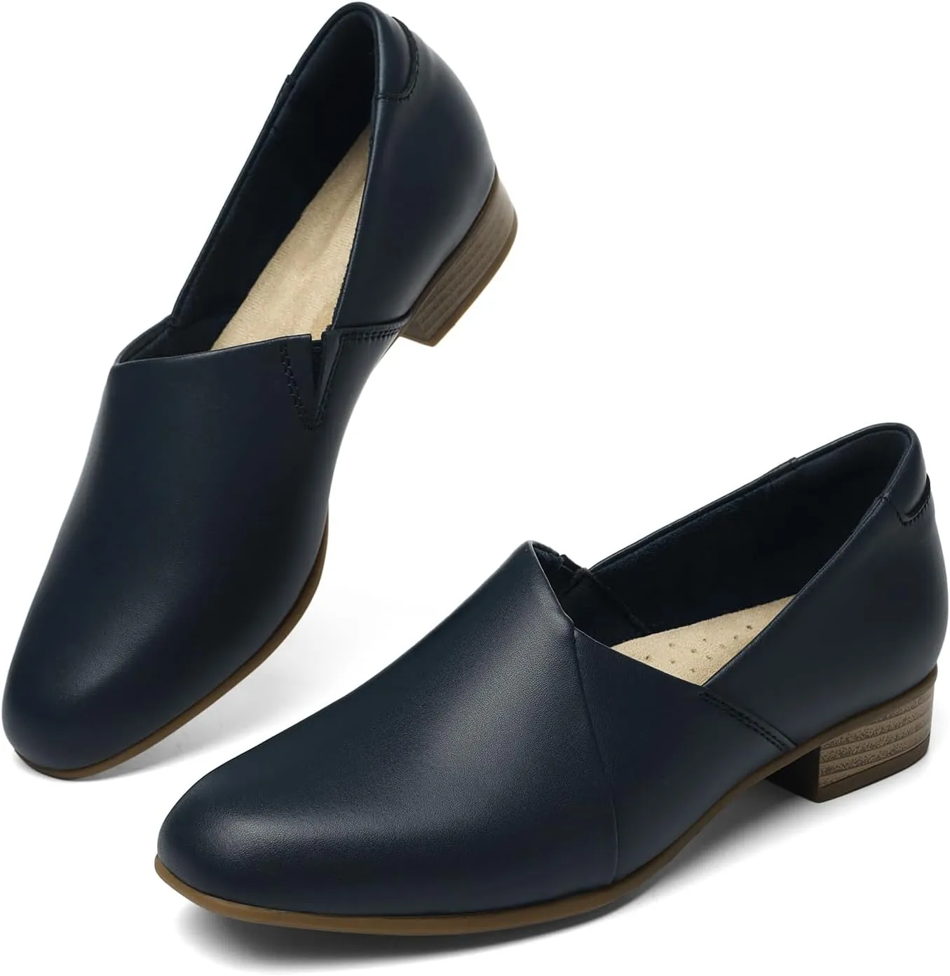Women's Classic Comfort Dress Shoes Casual Leather Loafers Flats Cute Versatile Slip-Ons Everyday Work Shoes