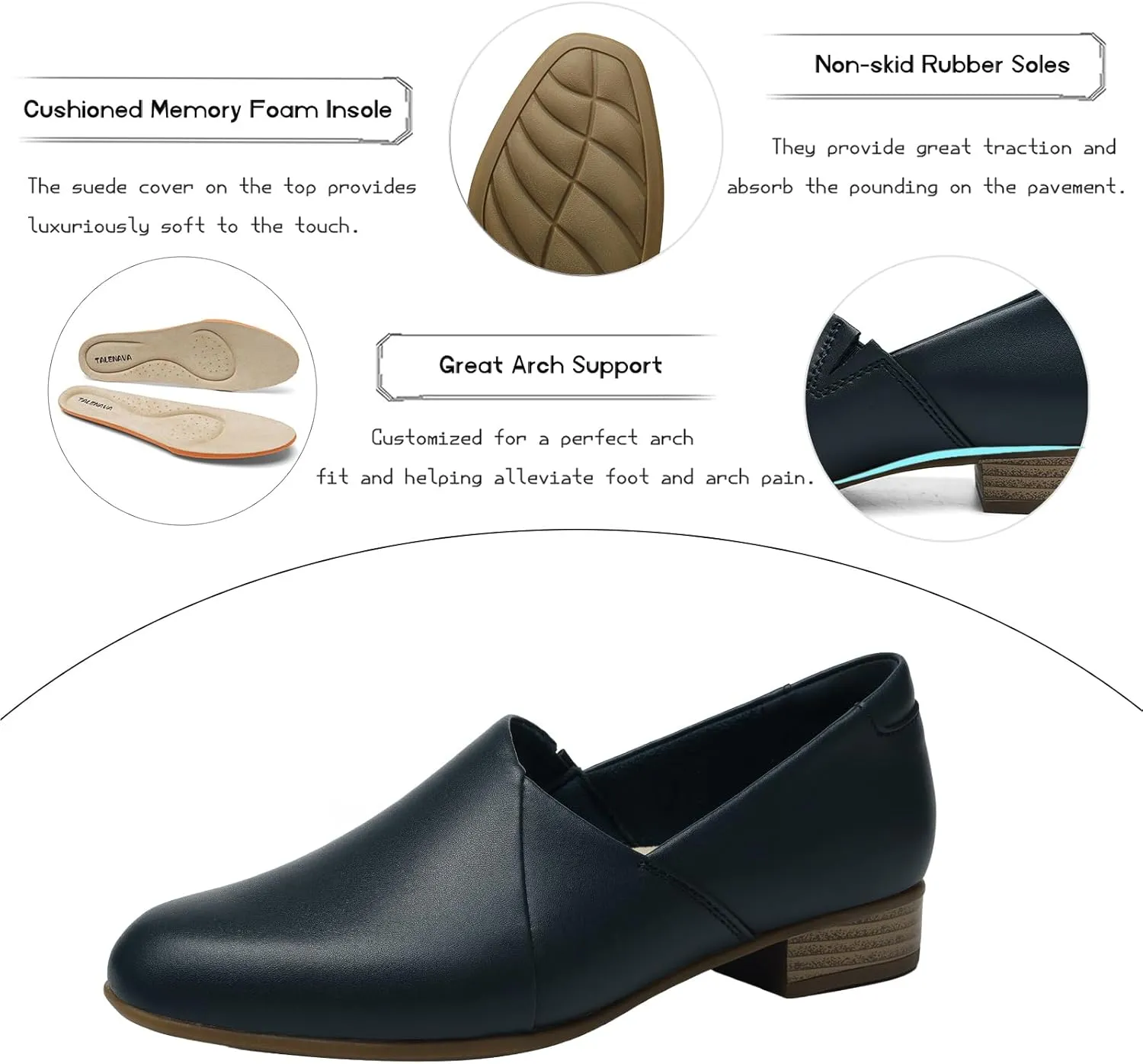 Women's Classic Comfort Dress Shoes Casual Leather Loafers Flats Cute Versatile Slip-Ons Everyday Work Shoes
