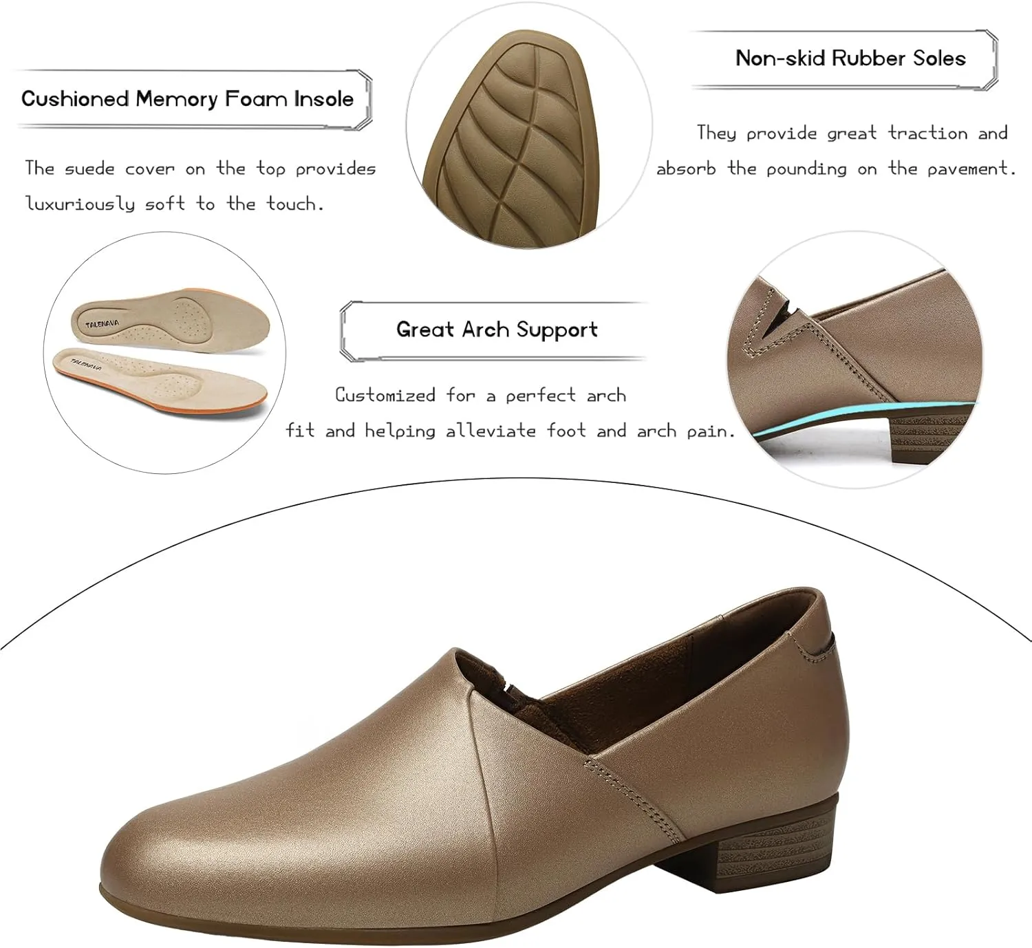 Women's Classic Comfort Dress Shoes Casual Leather Loafers Flats Cute Versatile Slip-Ons Everyday Work Shoes