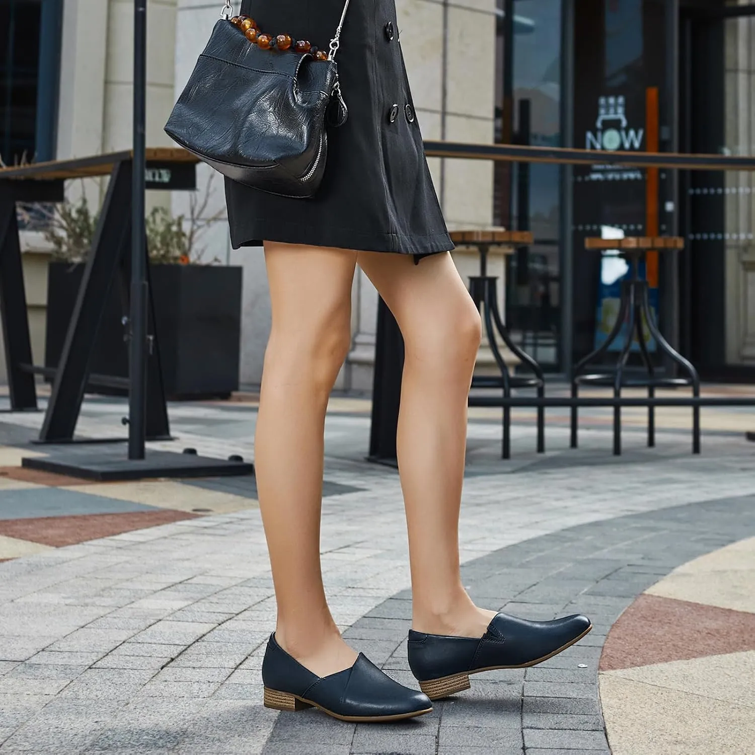 Women's Classic Comfort Dress Shoes Casual Leather Loafers Flats Cute Versatile Slip-Ons Everyday Work Shoes