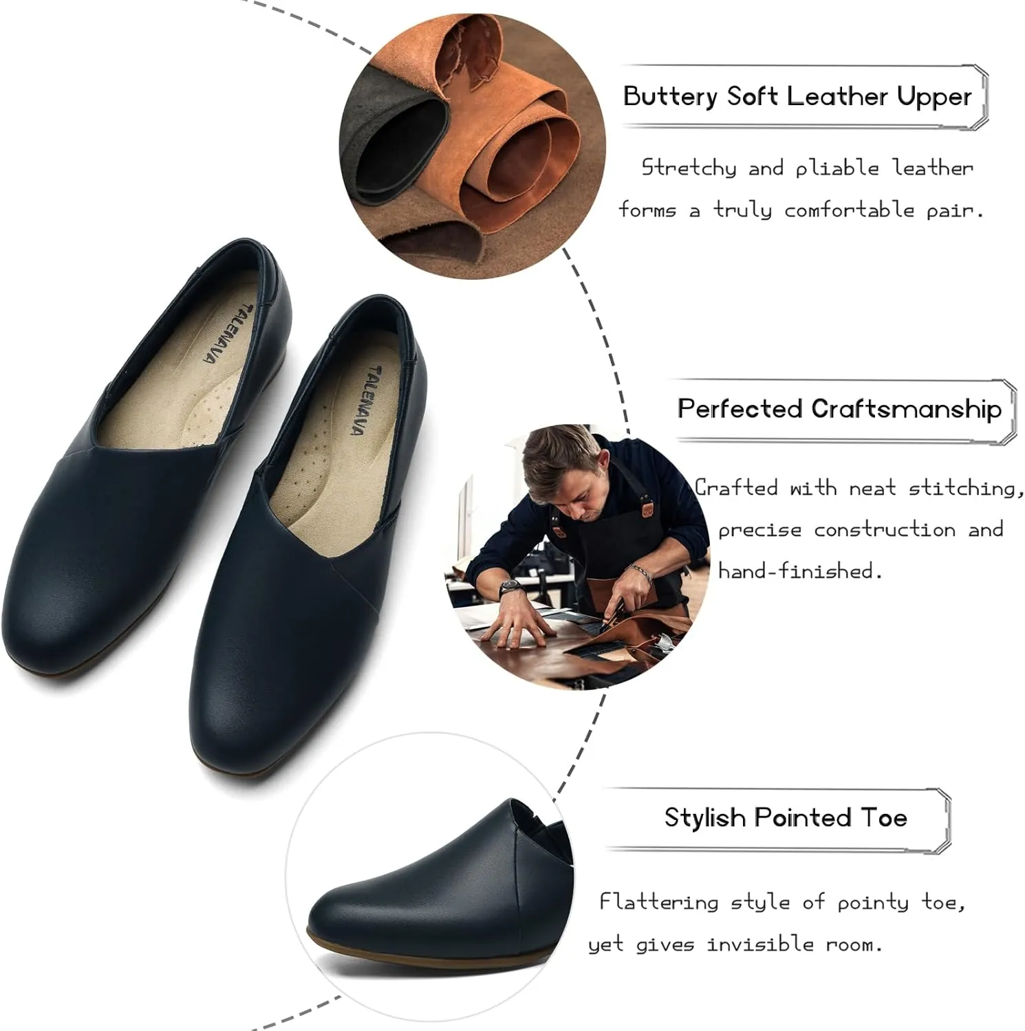 Women's Classic Comfort Dress Shoes Casual Leather Loafers Flats Cute Versatile Slip-Ons Everyday Work Shoes